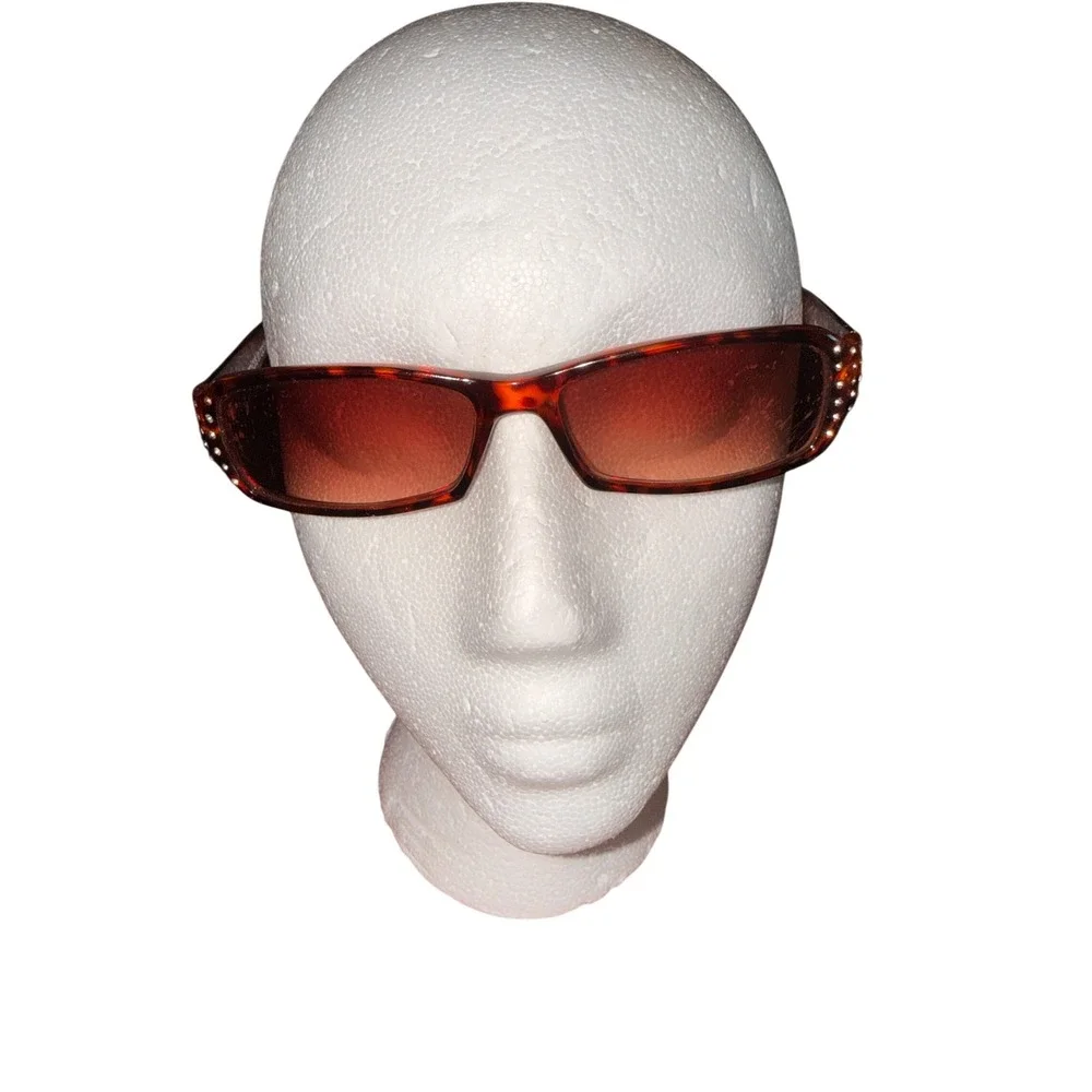 Steve Madden‎ S189 TS Tortoise Rhinestone Rectangular Sunglasses Brown Gradient